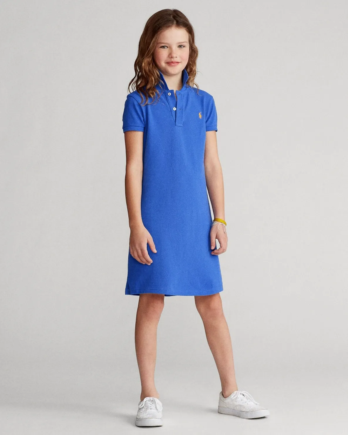 Abito polo lungo blu royal in piquè di cotone 4 anni