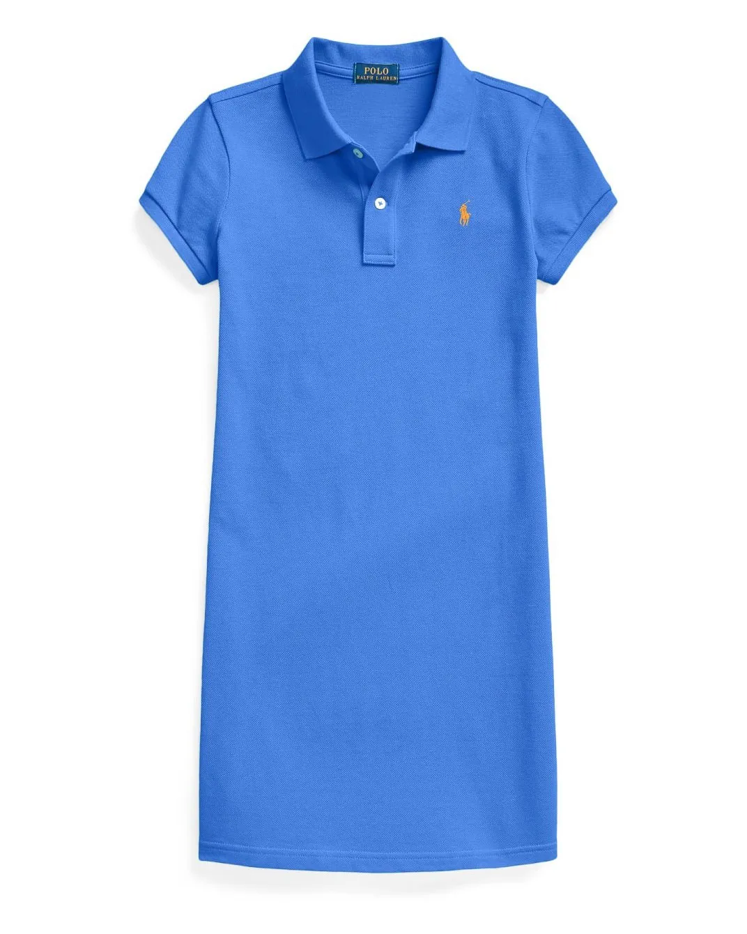 Abito polo lungo blu royal in piquè di cotone 4 anni