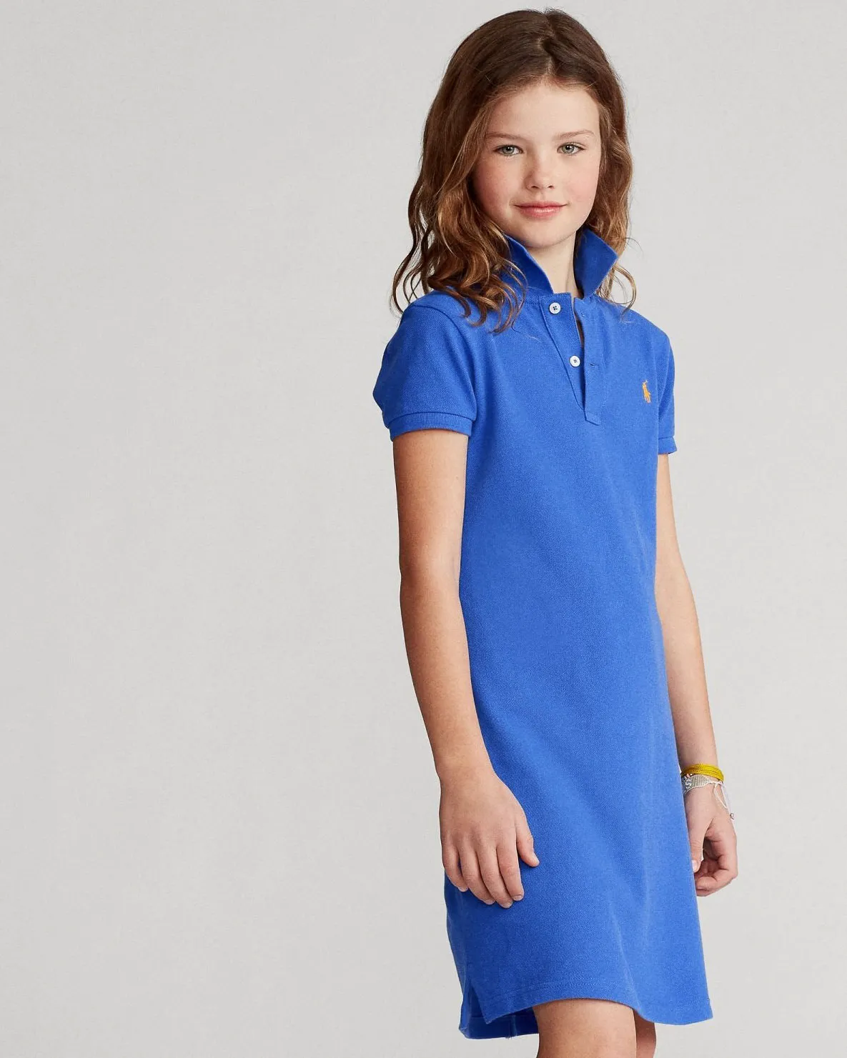 Abito polo lungo blu royal in piquè di cotone 4 anni