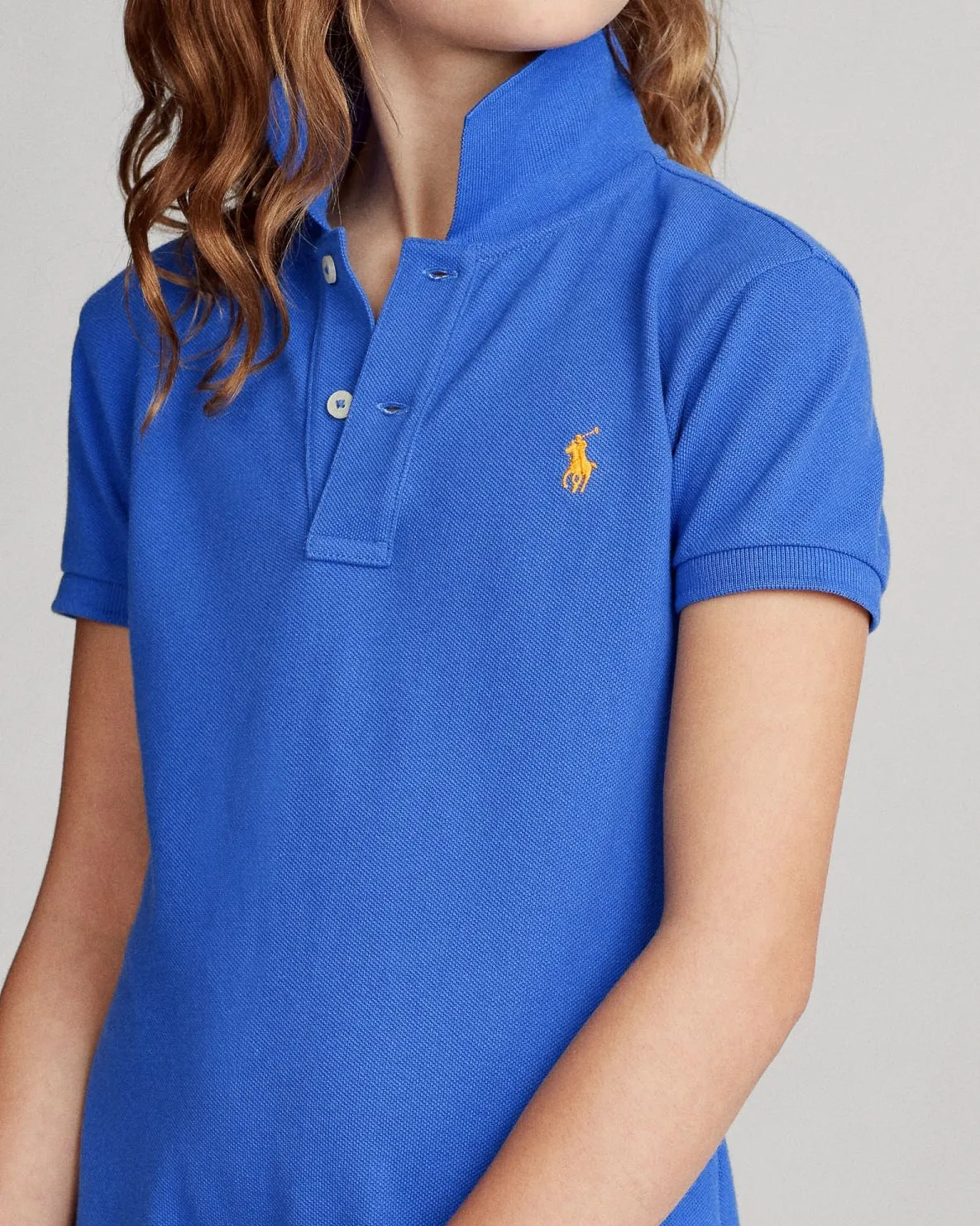 Abito polo lungo blu royal in piquè di cotone 4 anni