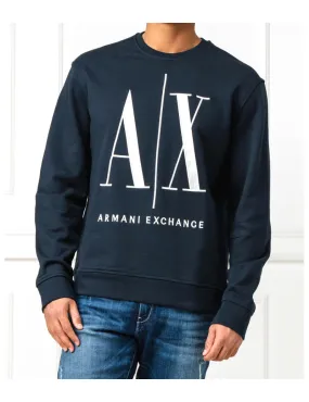 ARMANI EXCHANGE felpa uomo blu scuro girocollo ax icon 8NZMPA