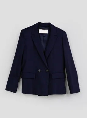 Blazer doppiopetto blu misto cotone - iBlues