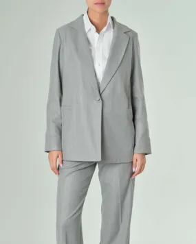 Blazer grigio perla a un bottone in misto viscosa con scollo a rever stretto