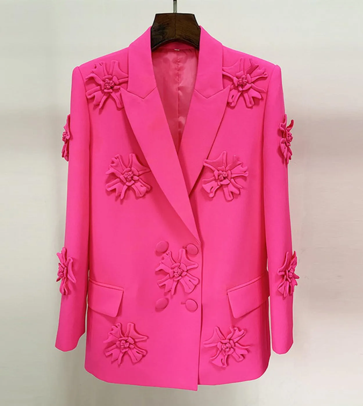 Blazer rosa caldo ricamo fiore 2023 nuovo design doppio petto abiti da ufficio moda donna pantaloni tuta blazer Pan