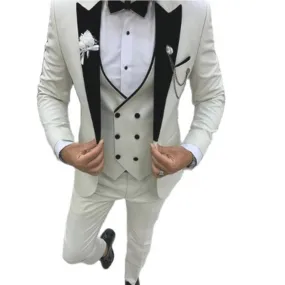 Blazer Set Ultimi disegni Abito da uomo Blazer avorio Gilet Pantaloni Custom Made Abiti da sposa uomo Sposo Smoking Sposo 3 Pie