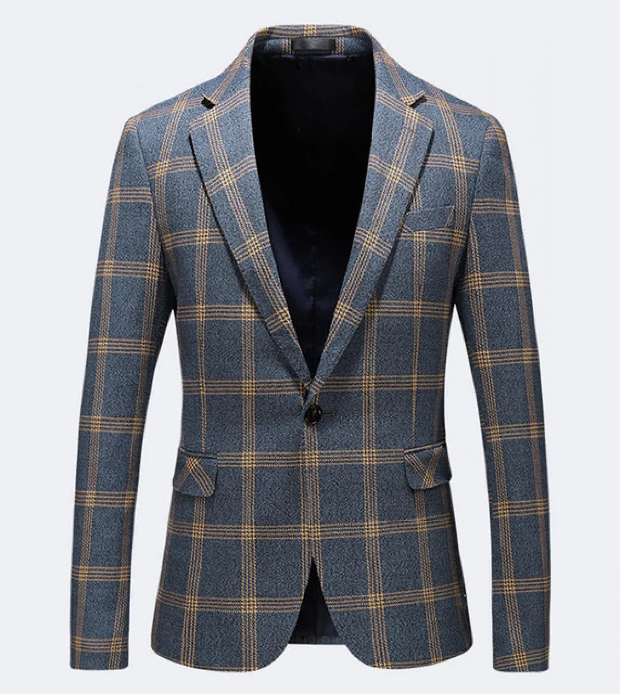 Blazer Uomo Slim Fit Primavera Autunno Blazer scozzese da uomo Taglie forti Blazer casual da uomo Giacca da ufficio formale da l