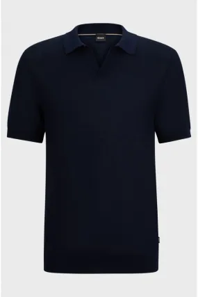   Boss - Hugo Boss     Boss - Hugo Boss Maglione stile polo in misto cotone con colletto aperto    