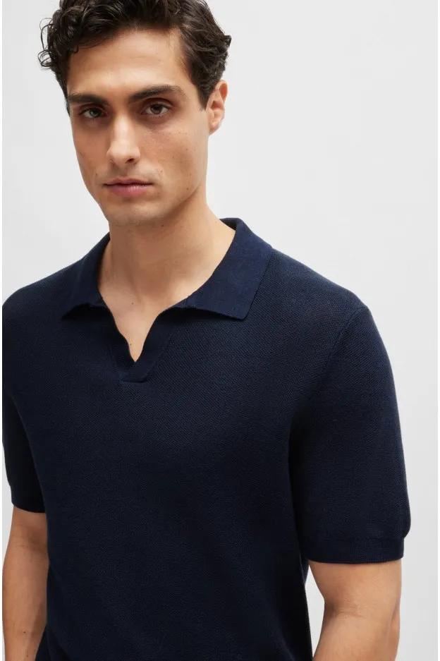   Boss - Hugo Boss     Boss - Hugo Boss Maglione stile polo in misto cotone con colletto aperto    