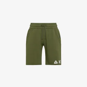 BOY'S PANT SHORT VINTAGE BROKEN COTT.FL. VERDE SCURO