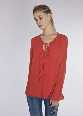 Camicia in chiffon con ricamo e volan donna Gaudì art.  811BD45013