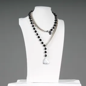 Collana Francesca cuore argento/nero