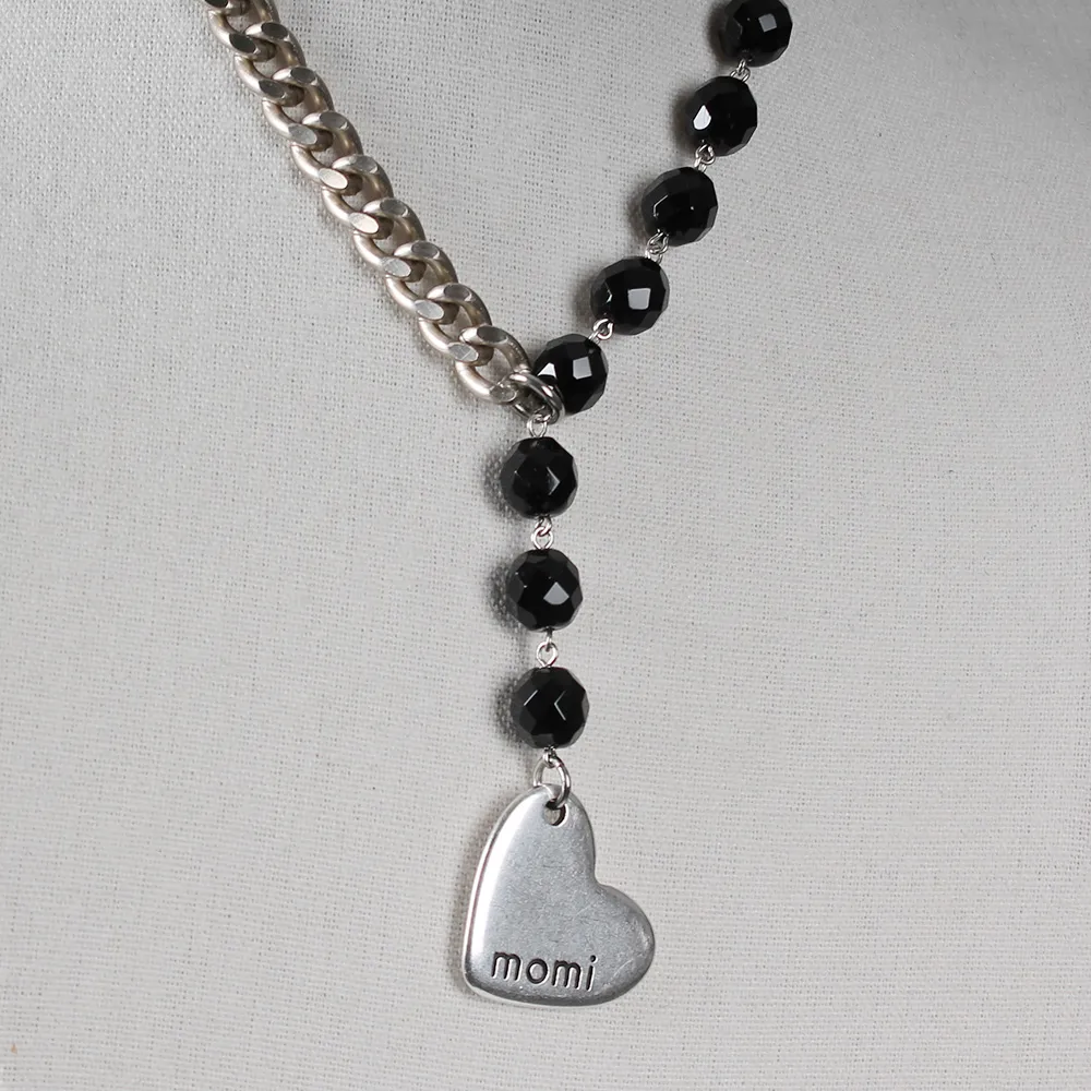 Collana Francesca cuore argento/nero