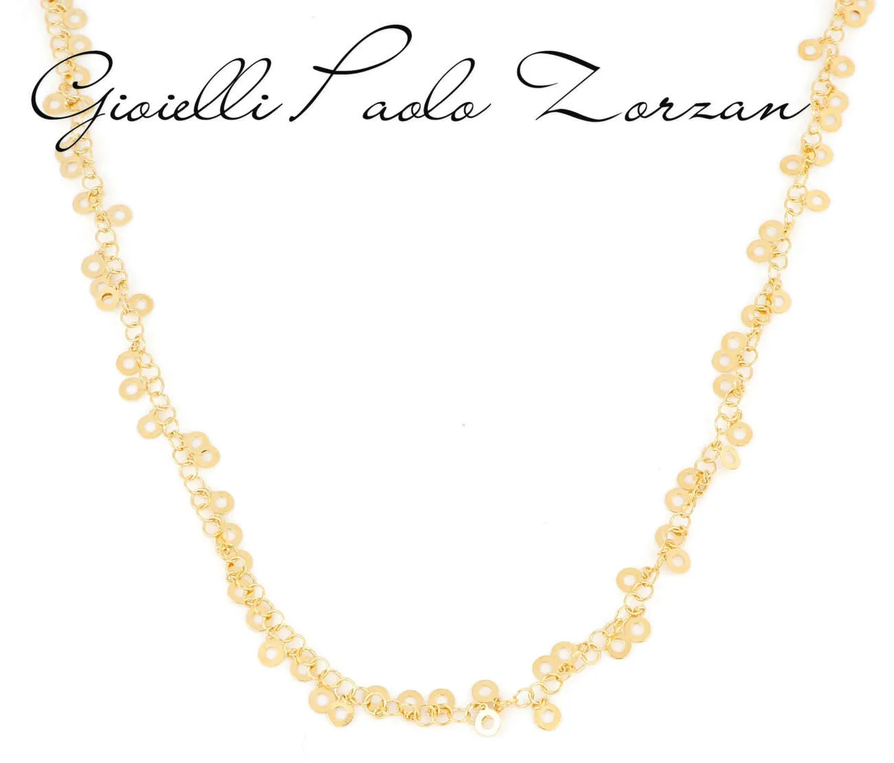 Collana lunga in argento 925 placcata oro giallo ad anellini CZCOL140