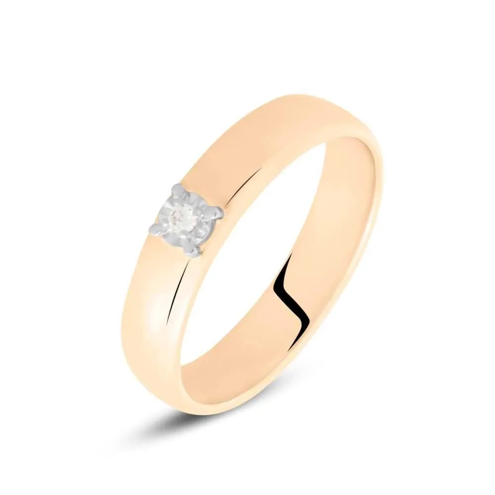 Fede Comoda 4 mm Oro Rosa 750/1000 Diamante Bianco 0,02 ct 1678135