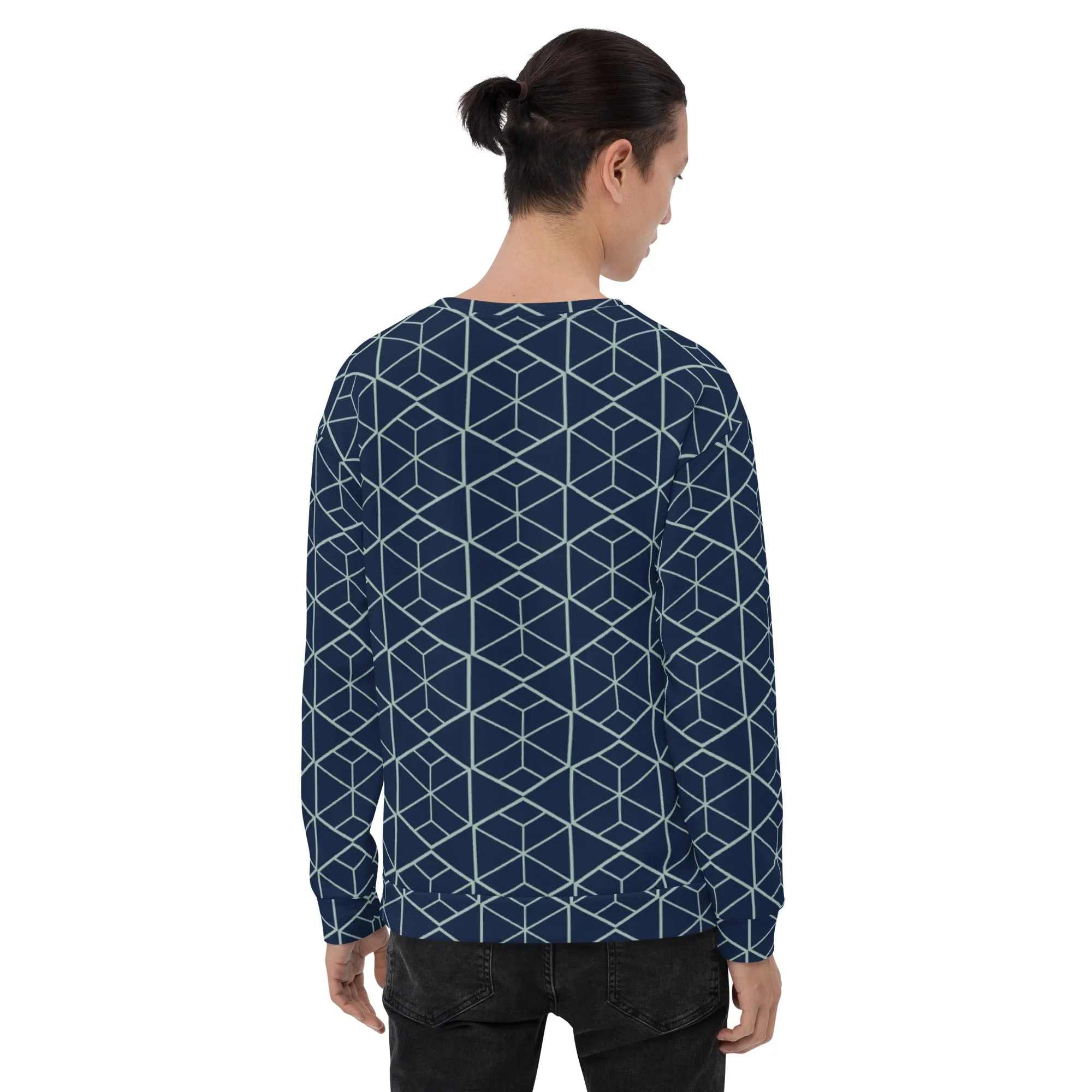 Felpa unisex blu con geometrie