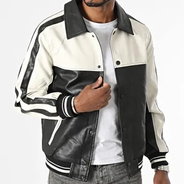 Giacca bomber nero ecrù