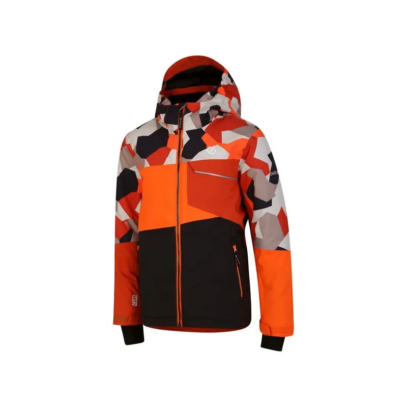 Giacca da sci per bambini Dare2B Traverse Jacket (Puffins Orange Geo Camo Print/Nero)