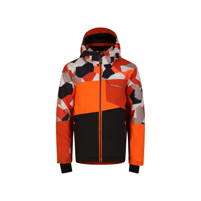 Giacca da sci per bambini Dare2B Traverse Jacket (Puffins Orange Geo Camo Print/Nero)