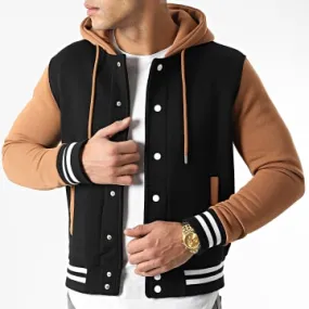 Giacca Teddy con cappuccio 1858 Nero Cammello