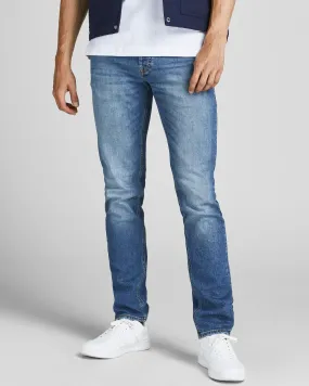 Jeans Liam skinny fit in cotone stretch lavaggio chiaro super stone washed con baffature