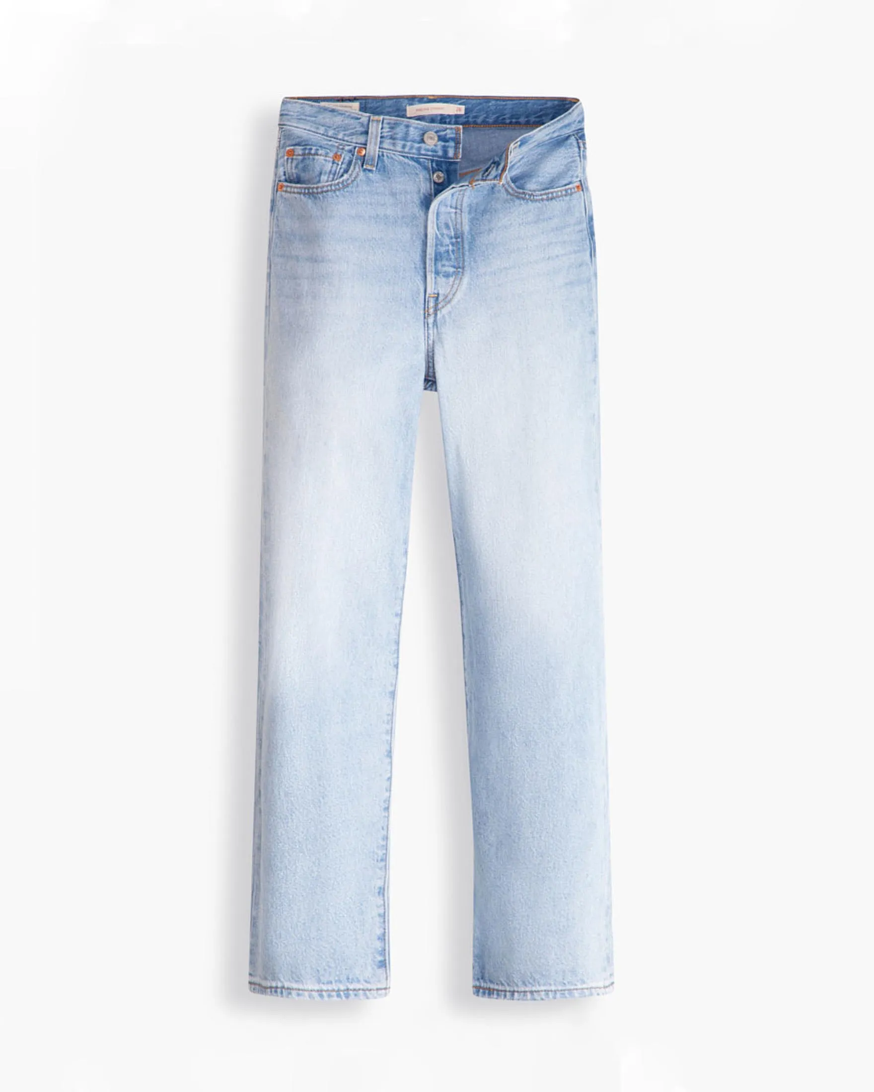 Jeans Ribcage blu super stone washed in cotone dalla linea dritta con chiusura a bottoni