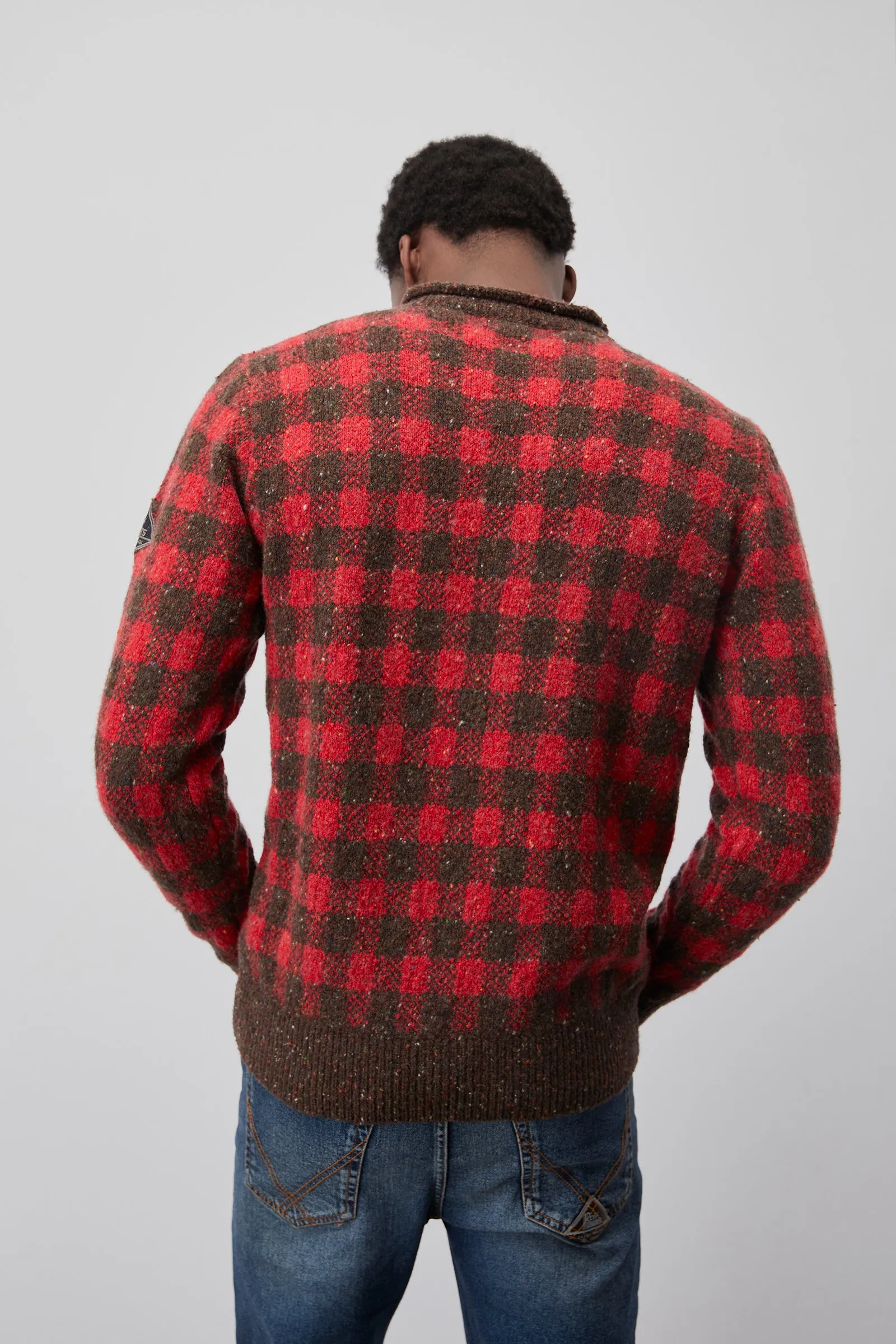 Maglione Check Girocollo Rosso da Uomo