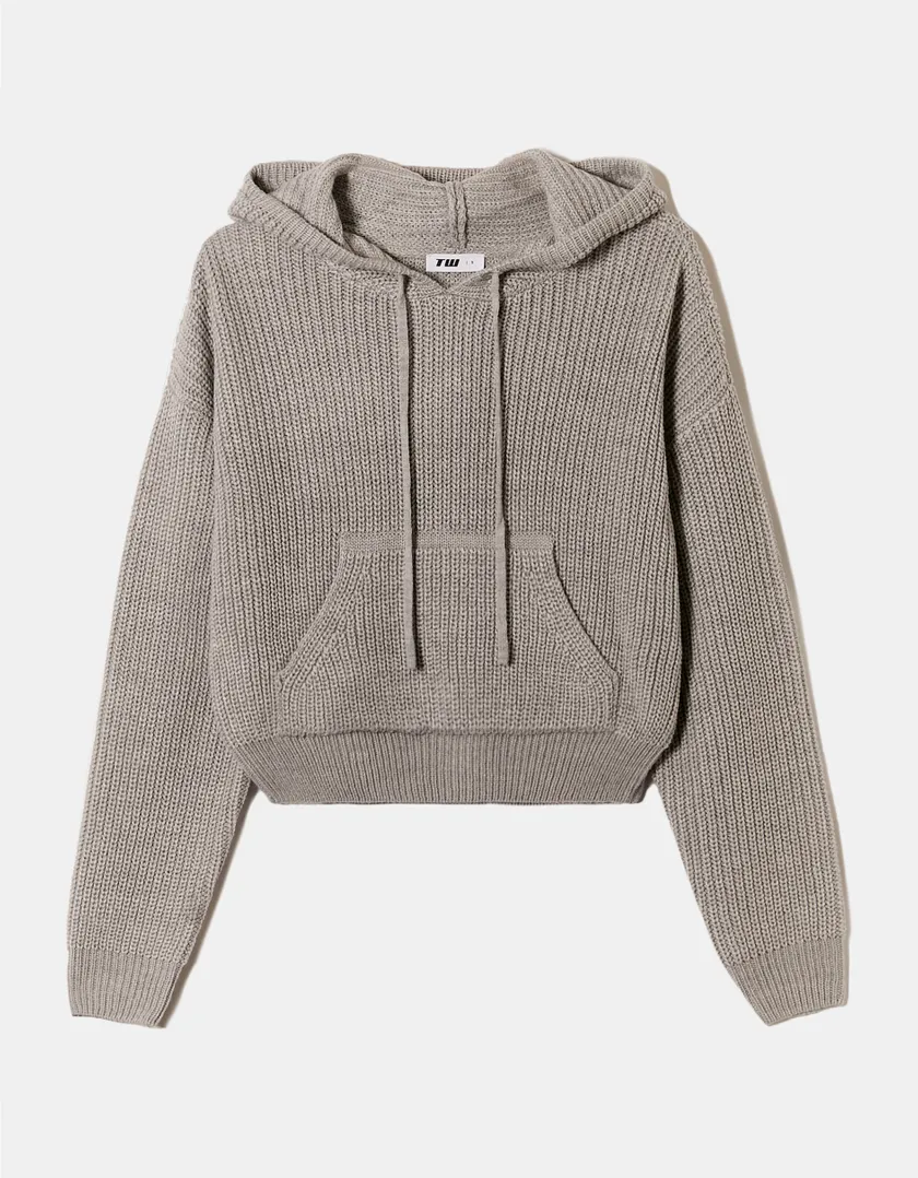 Maglione Grigio con Cappuccio  