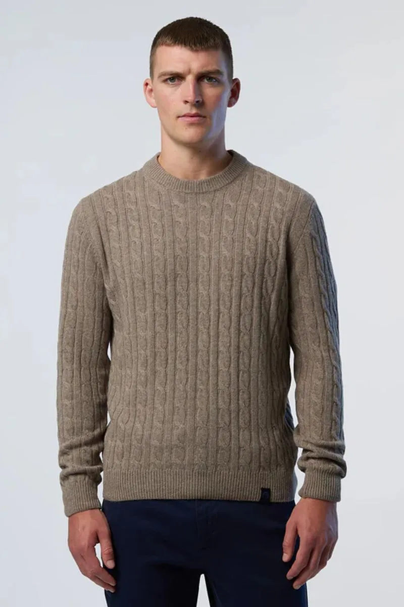 Maglione in cashmere a trecce uomo Biscotto