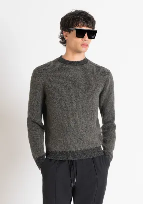 MAGLIONE REGULAR FIT IN MISTO LANA MOHAIR LAVORATA