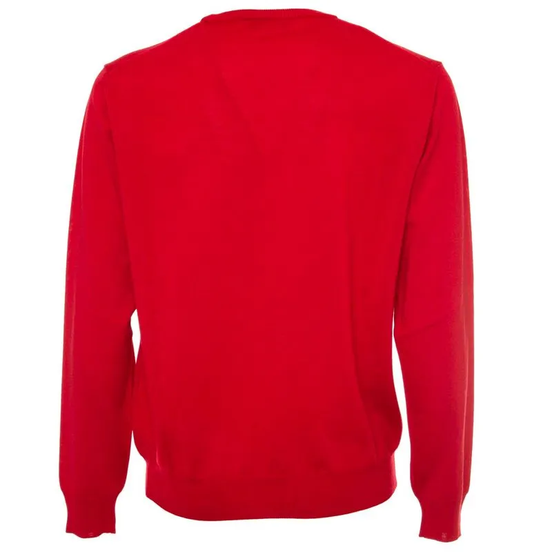 Maglione rosso in lana merino triplo ritorto 