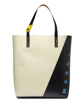 Marni-borsa tote in pelle con stampa logo