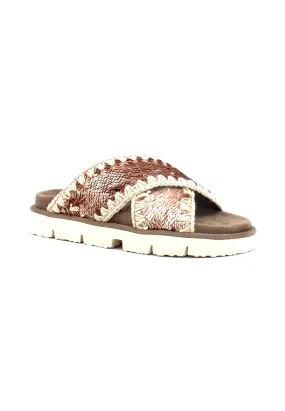 MOU Criss-Cross Ciabatta Donna Sequins Rosegold MU.SW461000G