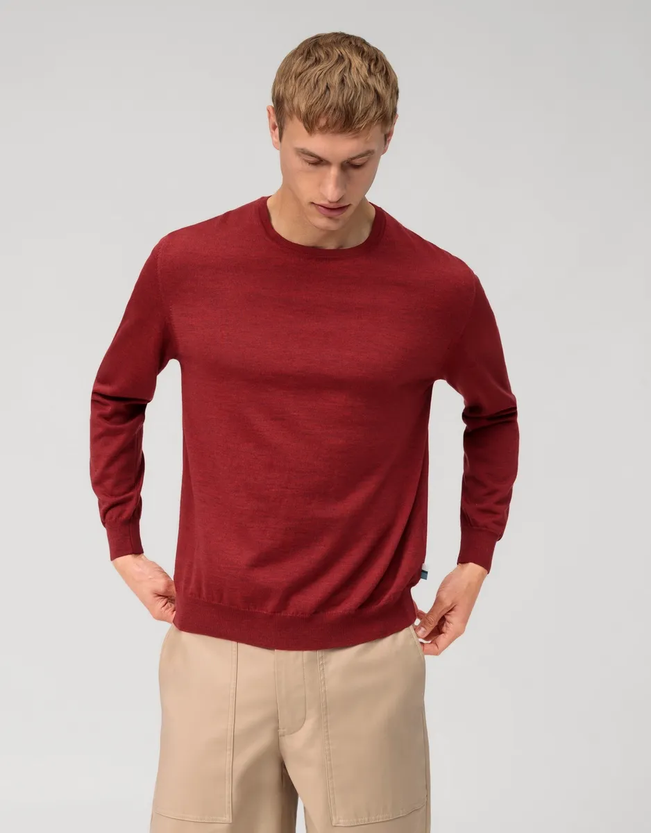 Olymp red barolo merino wool regular fit round neck