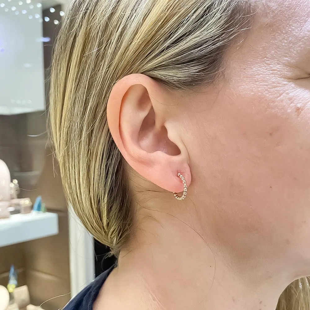 Orecchini cerchietti piccoli pallini oro rosa 18kt Ø14,5 mm