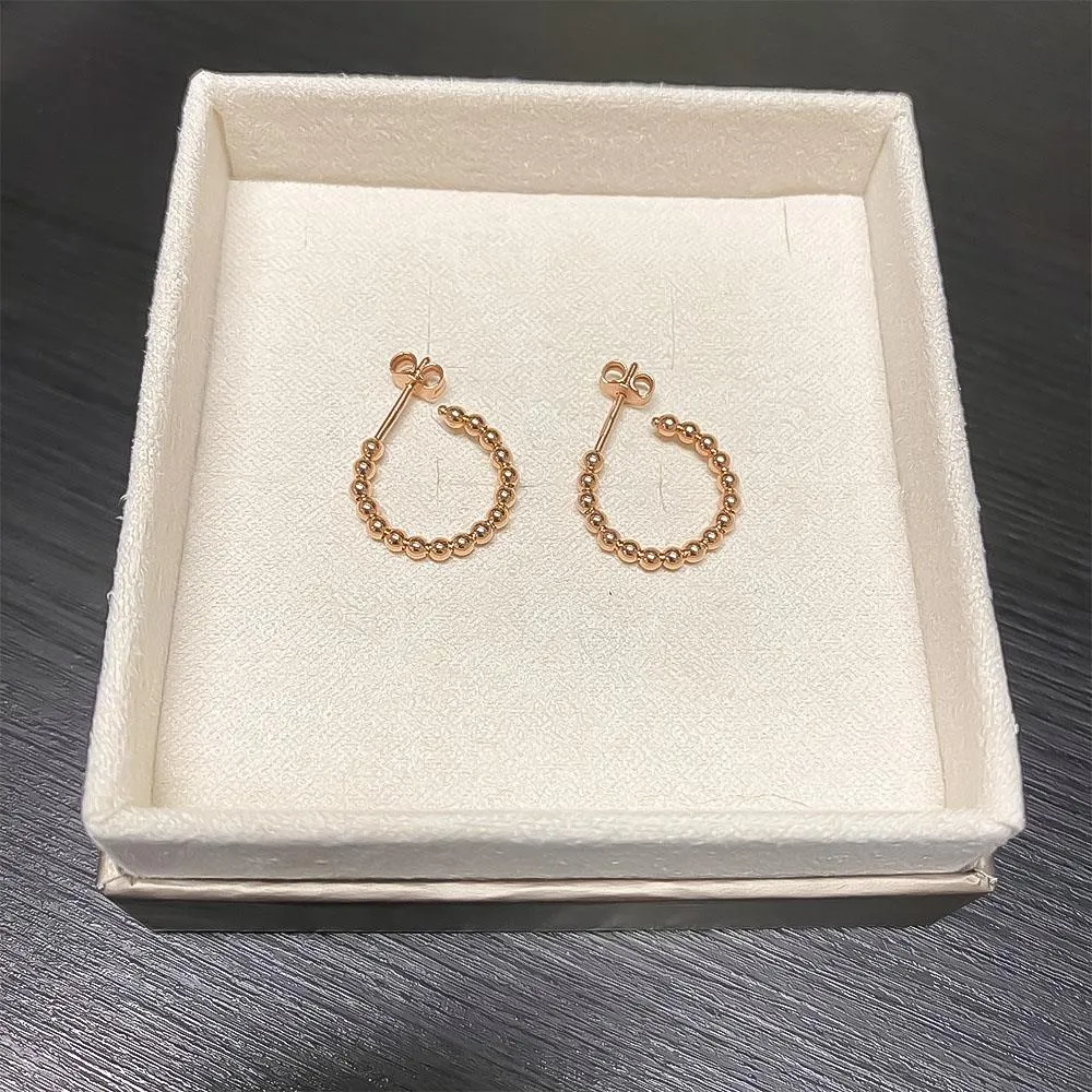 Orecchini cerchietti piccoli pallini oro rosa 18kt Ø14,5 mm
