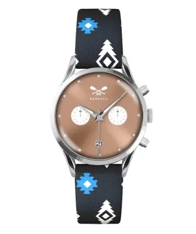 OROLOGIO CRONO SUNRAY ROSA ZIRCONI dm. 36,5 PELLE STAMPA TRIBAL