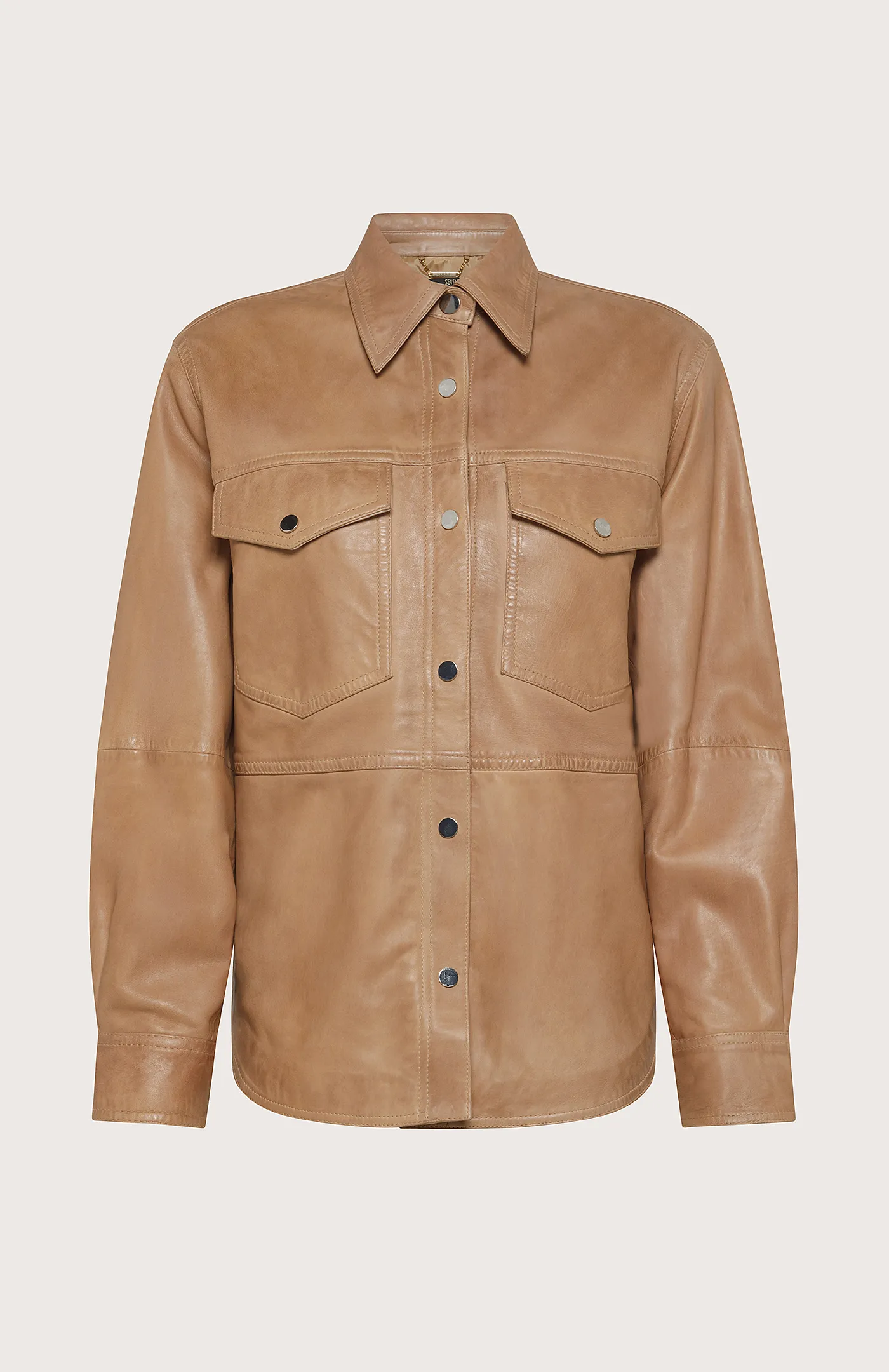 Overshirt in pelle effetto vintage