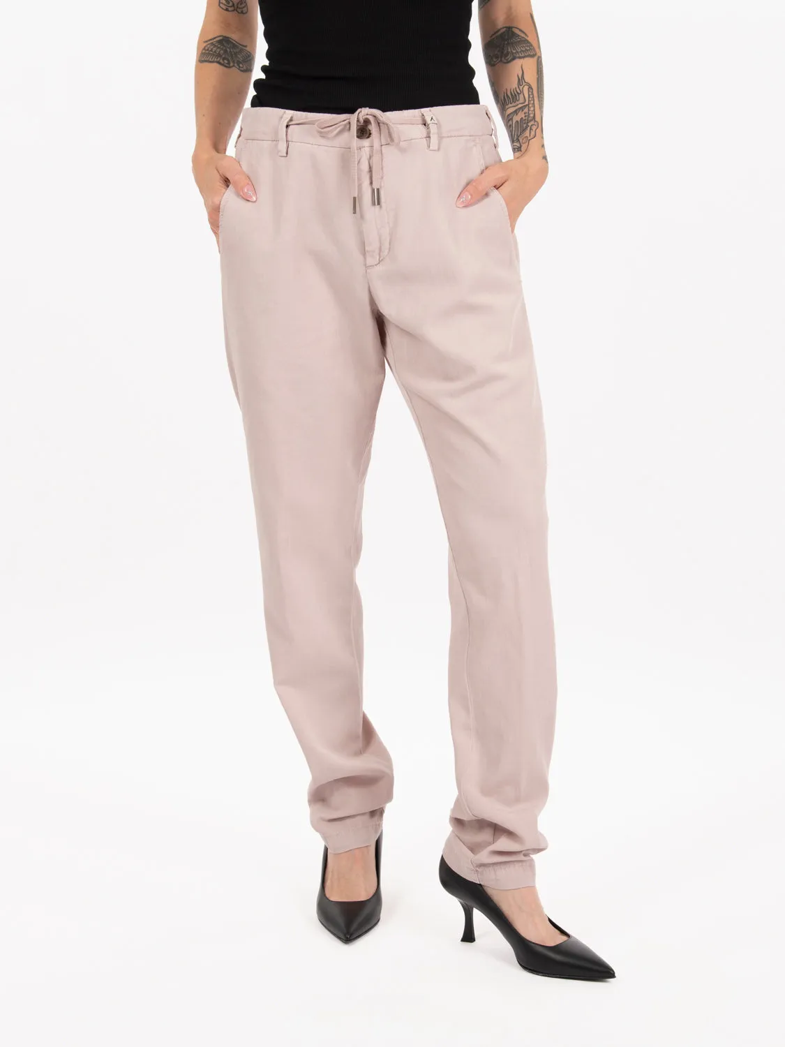 Pantaloni ice cotton rosa antico