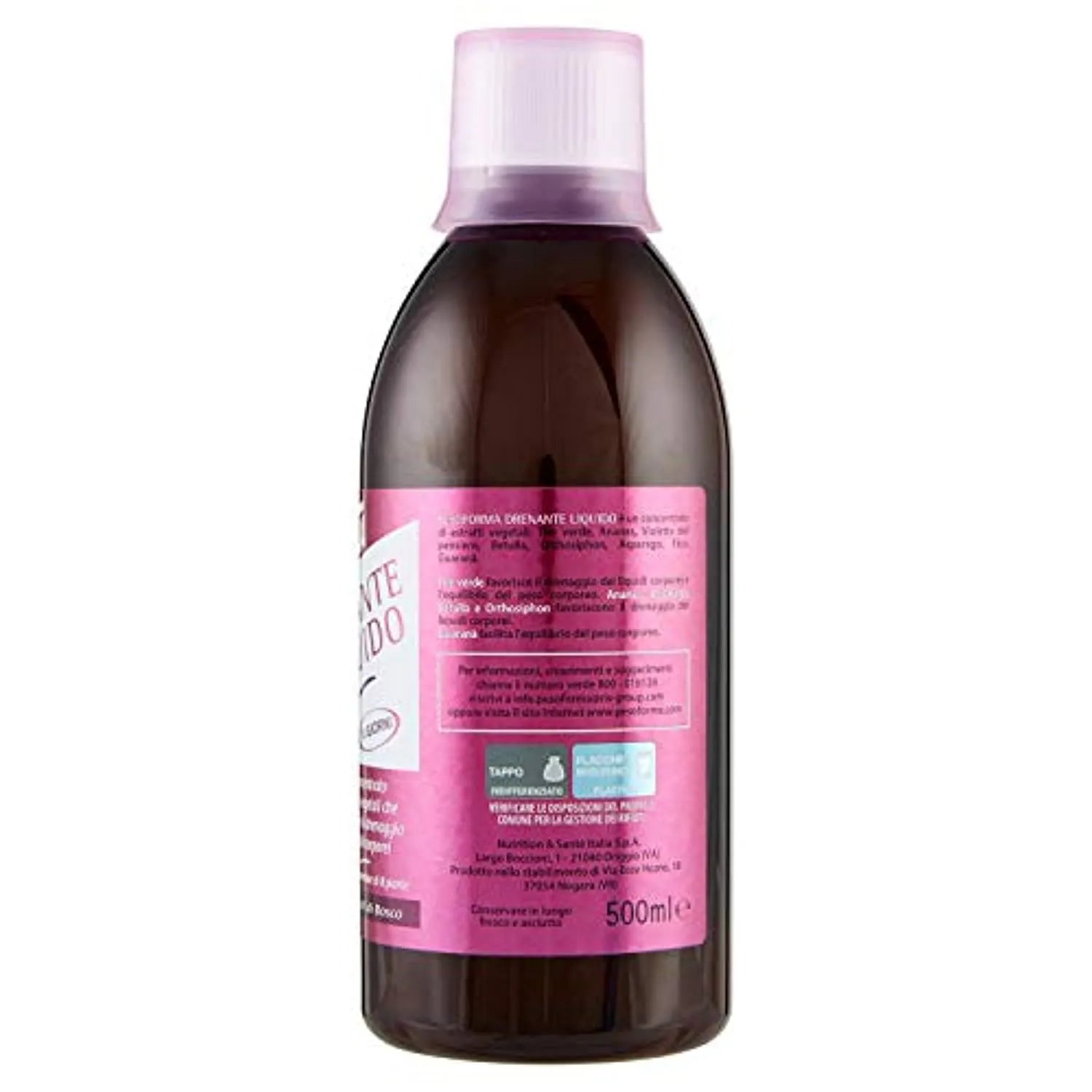 Pesoforma Drenante Liquido Frutti di Bosco, Elimina liquidi in eccesso, Contrasto cellulite, con tè verde - 500 ml