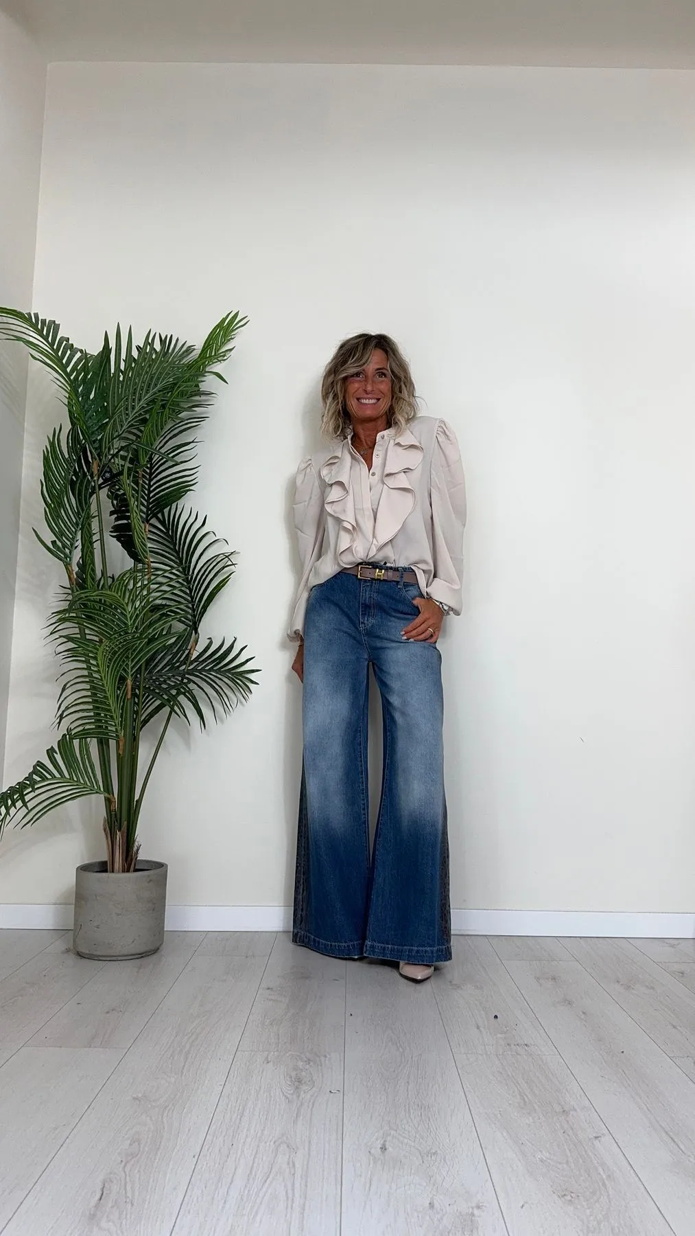 PLEASE - P3BZEH0W8N - JEANS PALAZZO DOPPIE BANDE LATERALI ANIMALIER