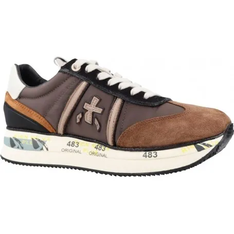 PREMIATA - Donna Conny 6492 Scarpa Sneakers in Pelle e Tessuto Marrone