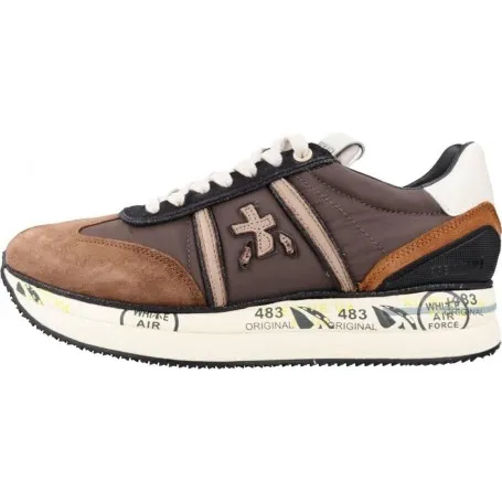 PREMIATA - Donna Conny 6492 Scarpa Sneakers in Pelle e Tessuto Marrone