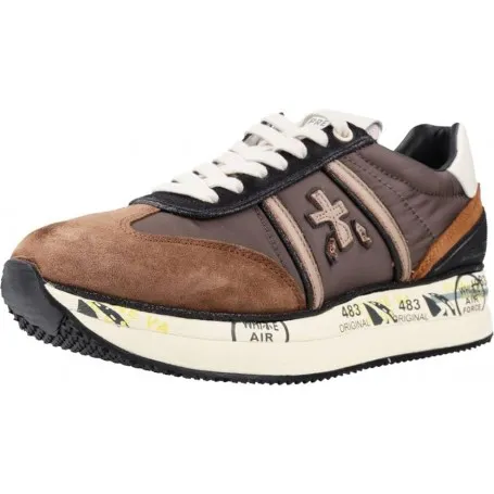 PREMIATA - Donna Conny 6492 Scarpa Sneakers in Pelle e Tessuto Marrone