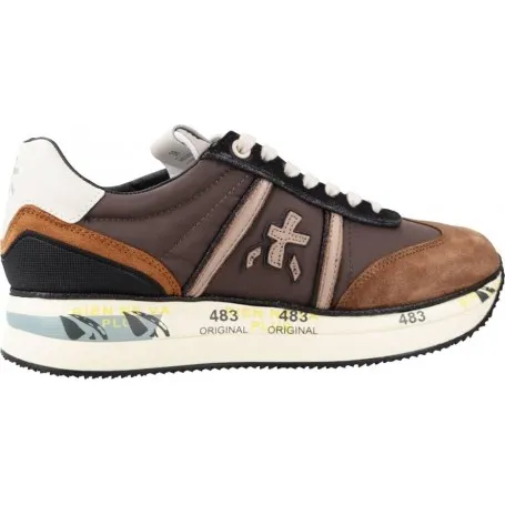 PREMIATA - Donna Conny 6492 Scarpa Sneakers in Pelle e Tessuto Marrone