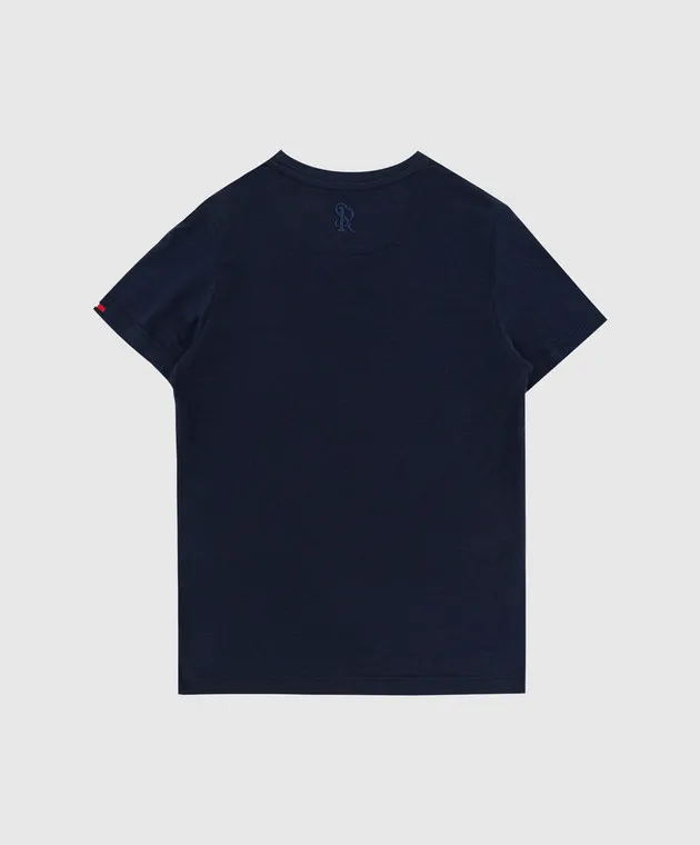 Stefano Ricci T-shirt blu scuro per bambini con ricamo YNH7200050803