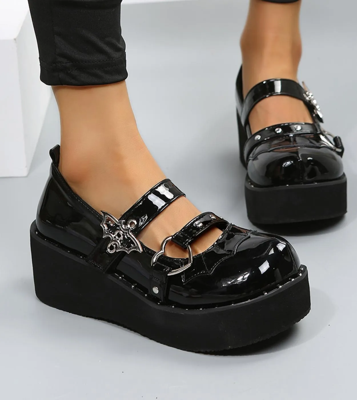 Sweet Cute Mary Janes Pompe uniformi da donna Zeppe Tacchi alti Décolleté Donna Gothic Girls Lolita Punk Scarpe Tacchi