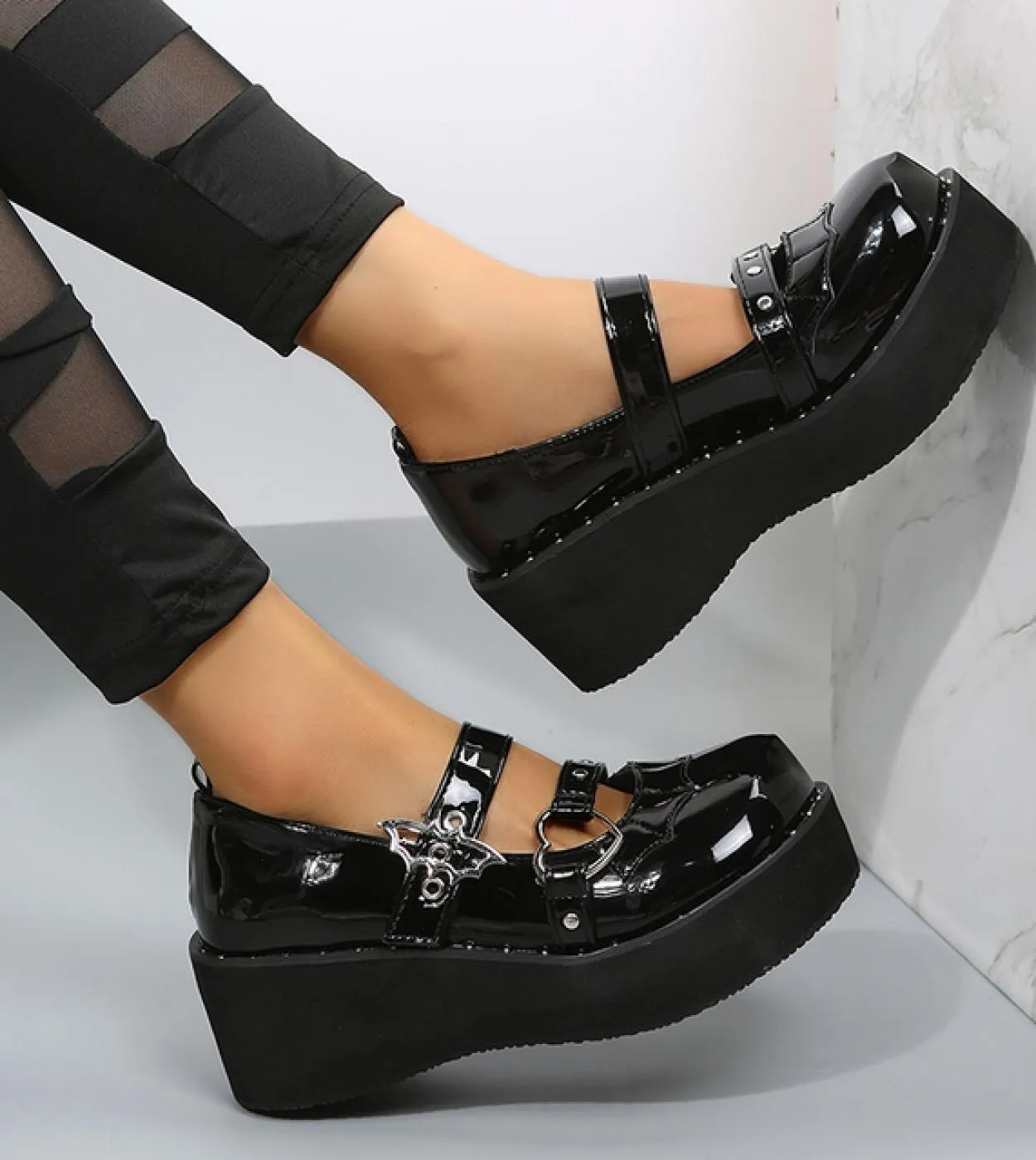 Sweet Cute Mary Janes Pompe uniformi da donna Zeppe Tacchi alti Décolleté Donna Gothic Girls Lolita Punk Scarpe Tacchi