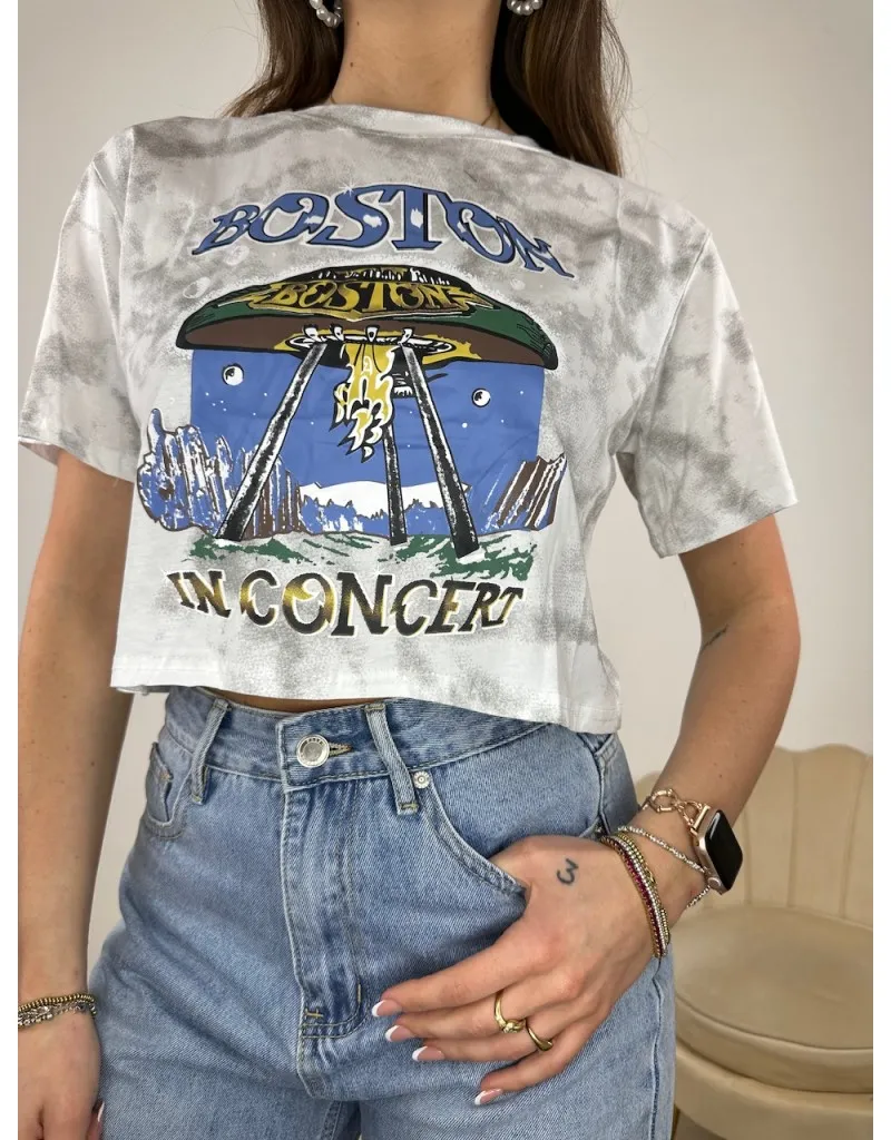 T-SHIRT CROP BOSTON BIANCA