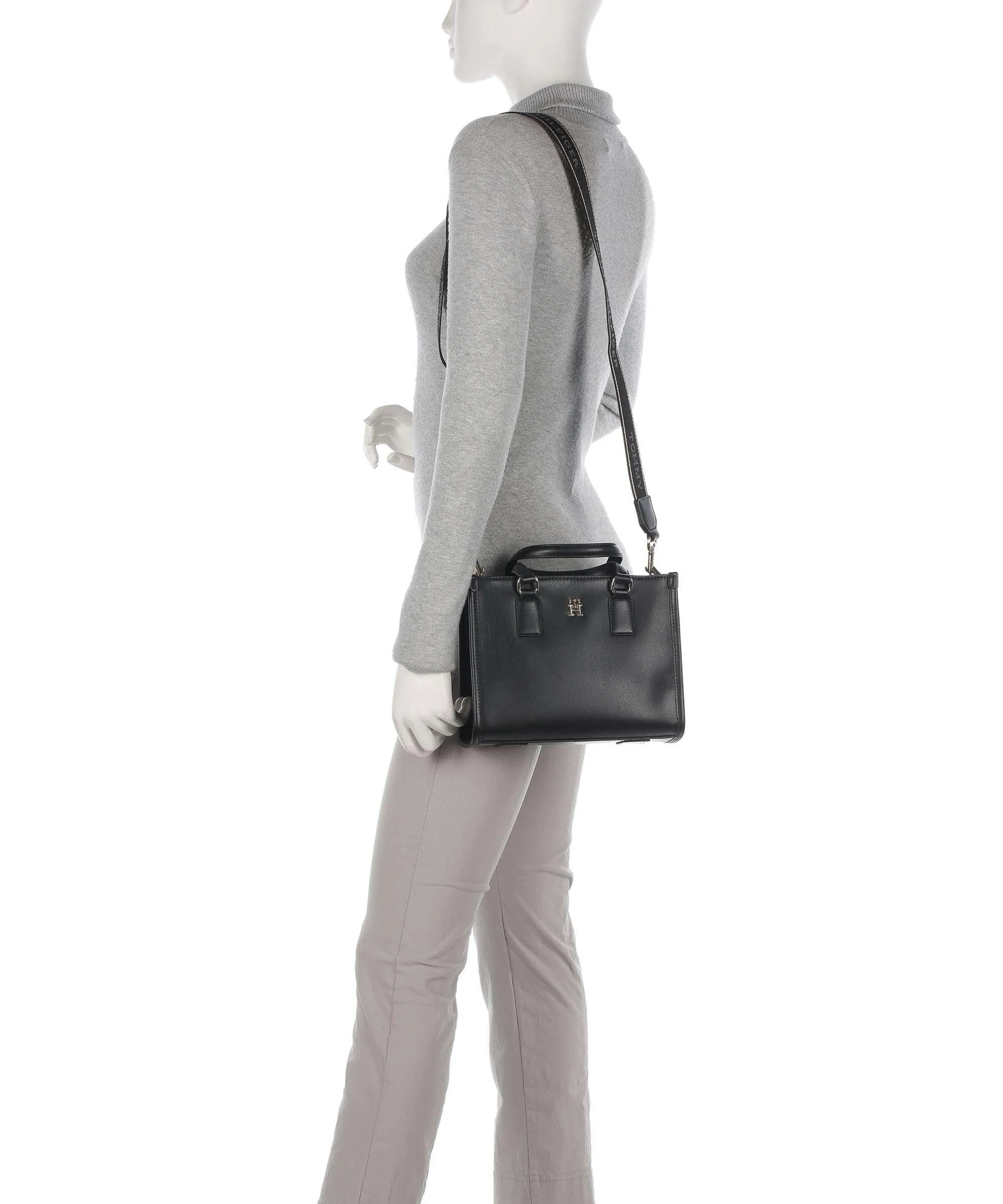  Tommy Hilfiger TH Monotype Borsa a mano pelle sintetica nero  