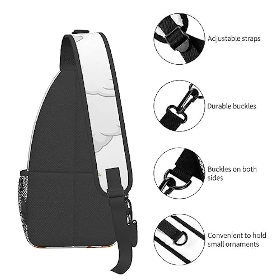 UNIOND Carino pulcino stampato Sling Bag Tracolla Regolabile Zaino Crossbody Petto Borsa per Viaggio Sport, Nero , Taglia unica 